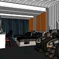 Modern Hotel Guest Room With Comfortable Bed Desk Chairs Curtains And Decorative Paintings