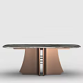 Elegant Modern Dining Table with Marble Top and Copper Base Design 3d model