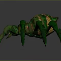 Green Spider Game Movie Character With Colorful Striped Body And Multiple Legs