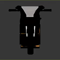 Black and Orange Striped Sporty Motorcycle with White Windshield Orange Rims and Black Seat