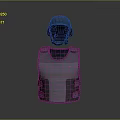 Tactical Protective Weapon Gear With Black Helmet And Purple Bulletproof Vest On Dark Reflective Background