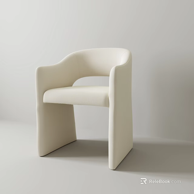 Modern White Upholstered Dining Chair With Curved Armrests And Sleek Design 3d model 