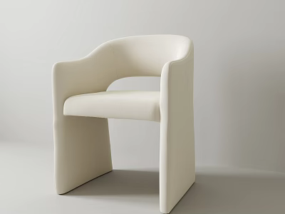 Modern White Upholstered Dining Chair With Curved Armrests And Sleek Design 3d model