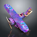 Space Themed Colorful Aircraft Model With Purple Blue Cosmic Patterns and Decorative Design