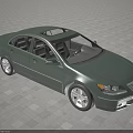 Green Four Door Sedan With Sunroof Parked On Gray Checkered Ground