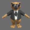Cartoon Animal Character Wearing Black Suit And Sunglasses In Standing Pose