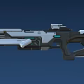 Futuristic Sci Fi Energy Rifle Weapon With Advanced Mechanical Design And Blue Accents