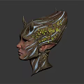 Game Fantasy Character Design With Elf Ears Green White Striped Skin And Yellow Flowers