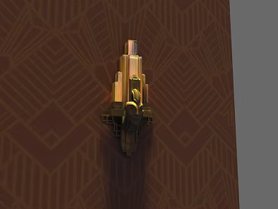 Elegant Golden Decorative Wall Lamp Mounted On Brown Geometric Pattern Wall 3d model