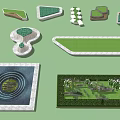 Various Designed Tree Pits With Trees And Green Plants In Urban Landscape