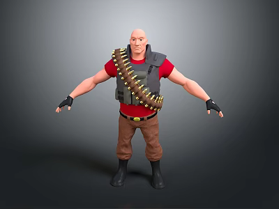 Cartoon Warrior Cartoon Soldier Cartoon Samurai Soldier Guard Assassin Killer 3d model