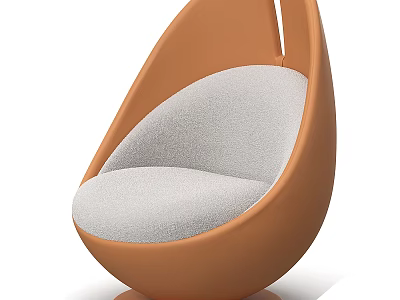 Modern Egg Shaped Single Sofa With Orange Frame And Gray Padded Cushion 3d model