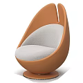 Modern Egg Shaped Single Sofa With Orange Frame And Gray Padded Cushion