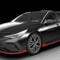 Black Hyundai Sporty Sedan With Red Accents And Alloy Wheels Design