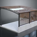 Covered Station With Ornate Metal Railings Glass Roof Concrete Base And Tile Floor