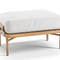 Modern Wooden Ottoman With White Upholstered Cushion And Natural Solid Legs Design
