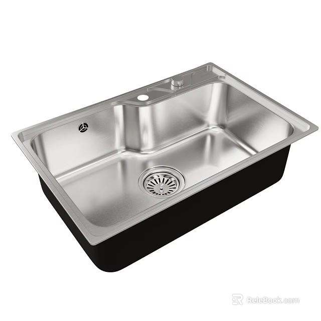 Stainless Steel Single Bowl Kitchen Sink With Modern Sleek Design And Efficient Drainage 3d model 