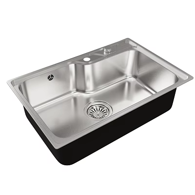 Stainless Steel Single Bowl Kitchen Sink With Modern Sleek Design And Efficient Drainage 3d model