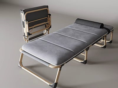 Foldable Single Bed with Metal Frame and Gray Mattress Design Structure 3d model