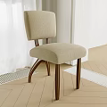 Beige Fabric Upholstered Single Chair With Wooden Legs Modern Living Room