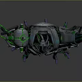 Mechanical Robot Design With Green Illuminated Parts And Metallic Armor Structure