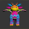 Colorful Mythical Creature With Horns Wings And Vibrant Decorative Patterns