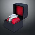 Elegant Wristwatch with Silver Band and White Dial in Black Box Red Interior