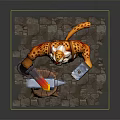 Spotted Leopard Like Game Character Forging Metal On Anvil With Hammer And Leather Apron