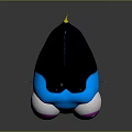 Cartoon Character And Cute Creature With Blue Body Big Pink Eyes And Yellow Antennae
