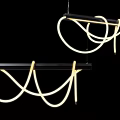 Modern Curved LED Chandeliers Design With Black Frame Hanging Decorative Lighting