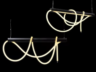Modern office chandelier strip lamp winding tube luminous tube fright chandelier decorative chandelier 3d model