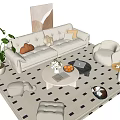 Sofa Coffee Table Combination Curved Sofa Lazy Sofa Coffee Table Leisure Chair Potted Floor Lamp 3d model