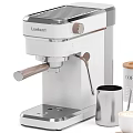 Loekerrt White Coffee Machine With Wooden Handle Coffee Canister And Milk Pitcher