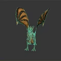 Fantasy Green And Orange Dragon With Spread Wings Detailed Scales Mythical Creature