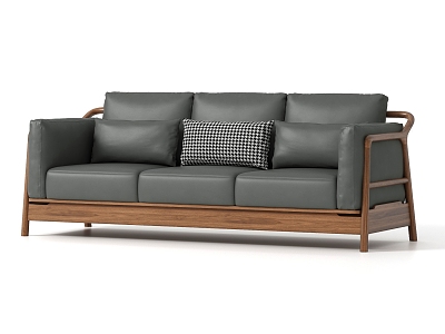 Nordic Living Room Three-Seat Sofa 3d model