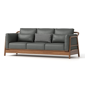 Nordic Living Room Three-Seat Sofa 3d model