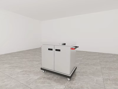 Commercial Utility Cart With Wheels Cabinet Doors White Top Panel And Black Handle 3d model