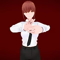 Red Haired Human Character In White Shirt Tie Making Heart Shape Hands On Red Background