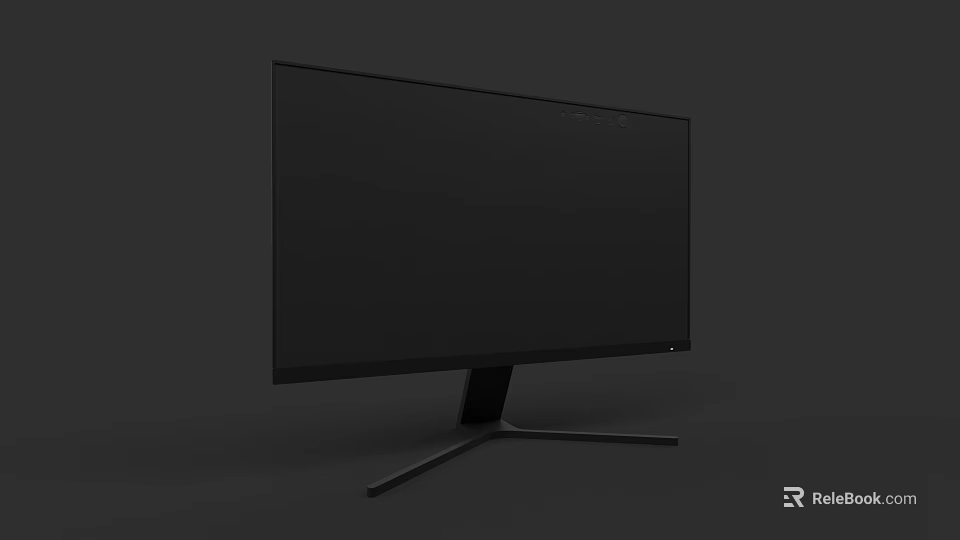 Sleek Black Computer Monitor With Ultra Thin Screen Stable Stand And Modern Design 3d model 