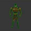 Red Superhero Action Figure With Red Costume Black Mask And Yellow Belt Standing Pose