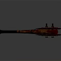 Ancient Serrated Weapon with Long Wooden Handle and Decorative Textured Design