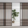 Japanese-style sliding door 3d model