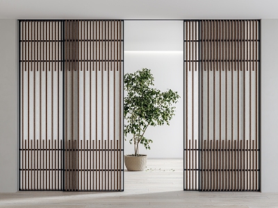 Japanese-style sliding door 3d model