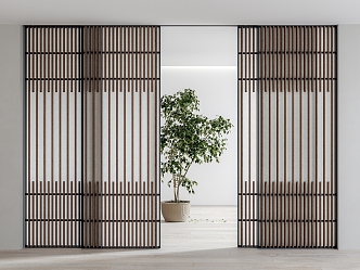 Japanese-style sliding door 3d model