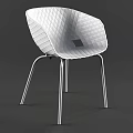Modern White Chair With Diamond Textured Backrest And Sleek Metal Legs Design