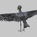 Flying Dodo Bird With Spread Wings Gray Feathers And Yellow Beak