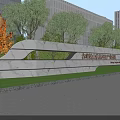 Modern White Marble Feature Wall For Suncun Creative Industry Park With Green Lawn And Trees