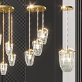 Elegant Crystal Pendant Chandeliers With Gold Hanging Frames For Modern Interior Design
