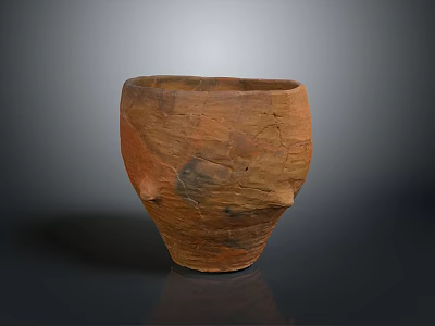 Handcrafted Ceramic Jar Sculpture With Textured Surface And Rustic Red Brown Tone 3d model
