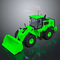 Green Construction Loader With Large Front Bucket Big Tires And Cab 3D Model Design